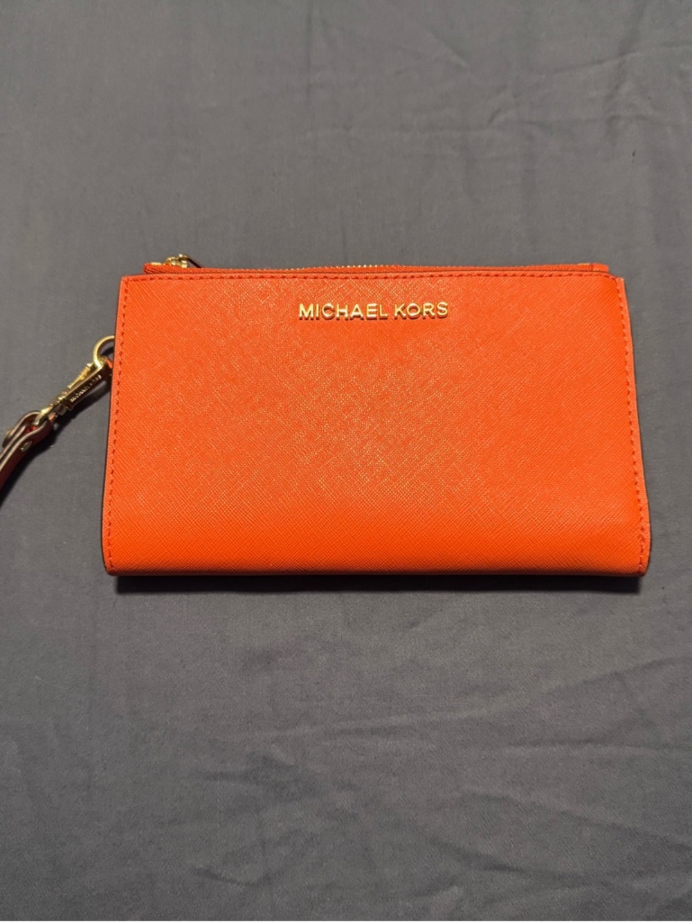 Michael Kors Orange Saffiano Leather Wristlet
